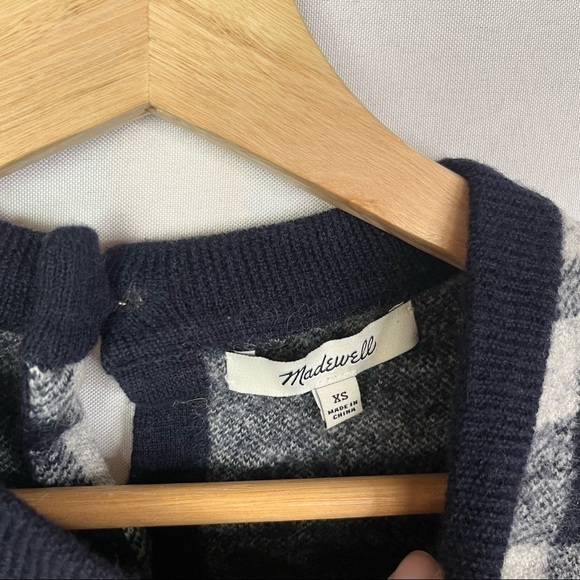 Madewell Plaid Button Back Knit Sweater XS - Picture 7 of 8